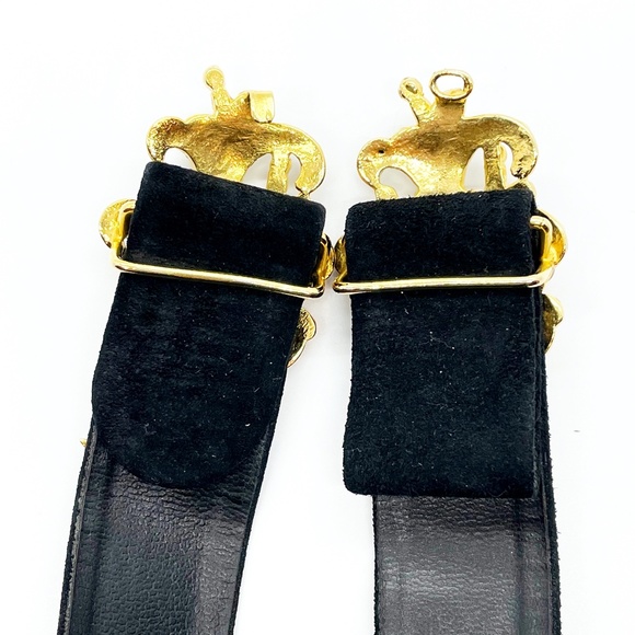 Vintage France Ray Paris Suede Belt with Enamel and Crystal Floral Design - Picture 4 of 4